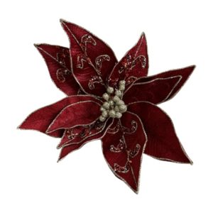 Burgundy Poinsettia Clip