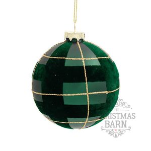 Tartan Glass Bauble Green