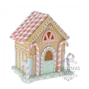 Pastel LED Gingerbread House - Candy Canes