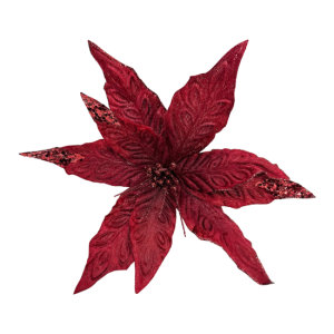 Burgundy Glitter Poinsettia Clip