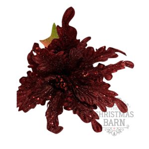 Burgundy Velvet Poinsettia on stem