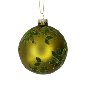 Green Glass Bauble w/Flowers