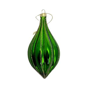 Green Glass Ribbed Drop