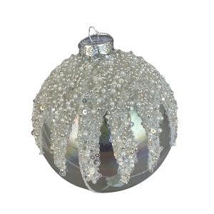 Silver Drip Glass Bauble