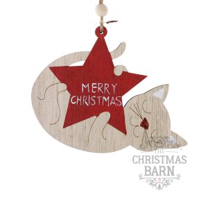Wooden Cat with Star Hanger