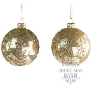 Champagne Bauble with Leaves