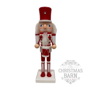 Red & White Nutcracker with Drum
