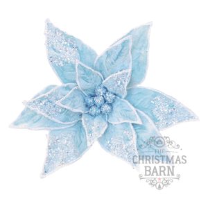 Pale Blue Poinsettia with Crystals