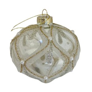 Clear Glass Bauble with Pearls