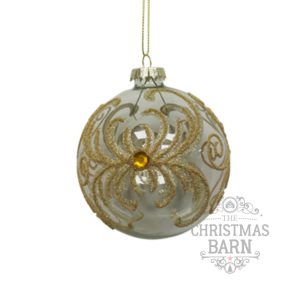 Glass Bauble with Gold Pattern