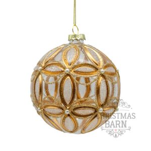 Glass & Gold Bauble with Pearls