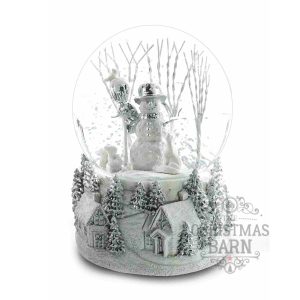Silver & White Snowman Snow Globe