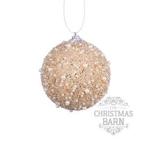 Champagne Beaded Bauble with Pearls