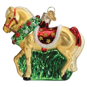 Blown Glass Horse with Wreath