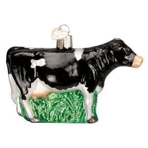 Blown Glass Black Dairy Cow