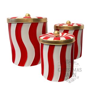 Set of 3 Metal Candy Cane Tins