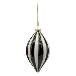 Black & White Glass Bauble - Long
