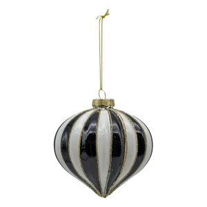 Black & White Glass Bauble - Onion