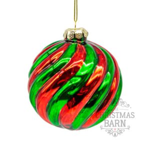Green & Red Glass Bauble