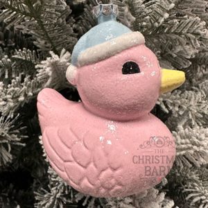 Pink Duck with Santa Hat