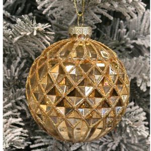 Gold Glass Inverted Diamond Bauble