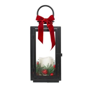 Black Lantern w/LED Candle