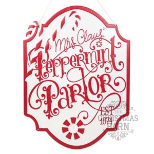 Peppermint Parlor Embossed Metal Sign