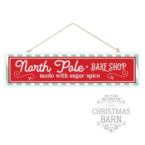 North Pole Bake Shop Embossed Metal Sign